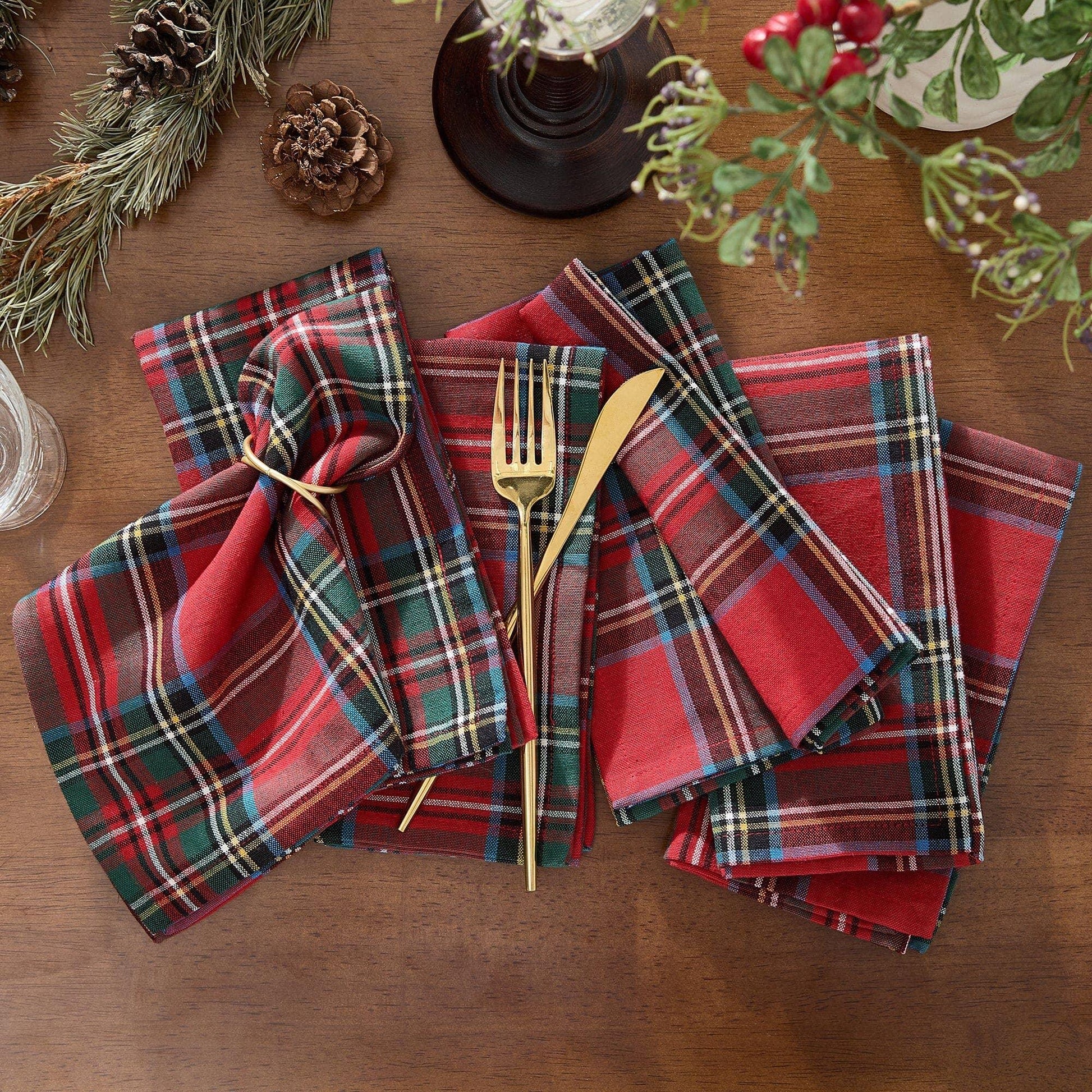 Stowe Tartan Holiday Plaid Cotton Napkins, sold individually 17x17 - Marcel’s Culinary Experience