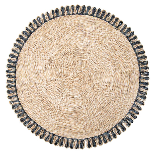 Couleur Nature Loopy Abaca Natural & Navy 15" Round - Set of 4 - Marcel’s Culinary Experience