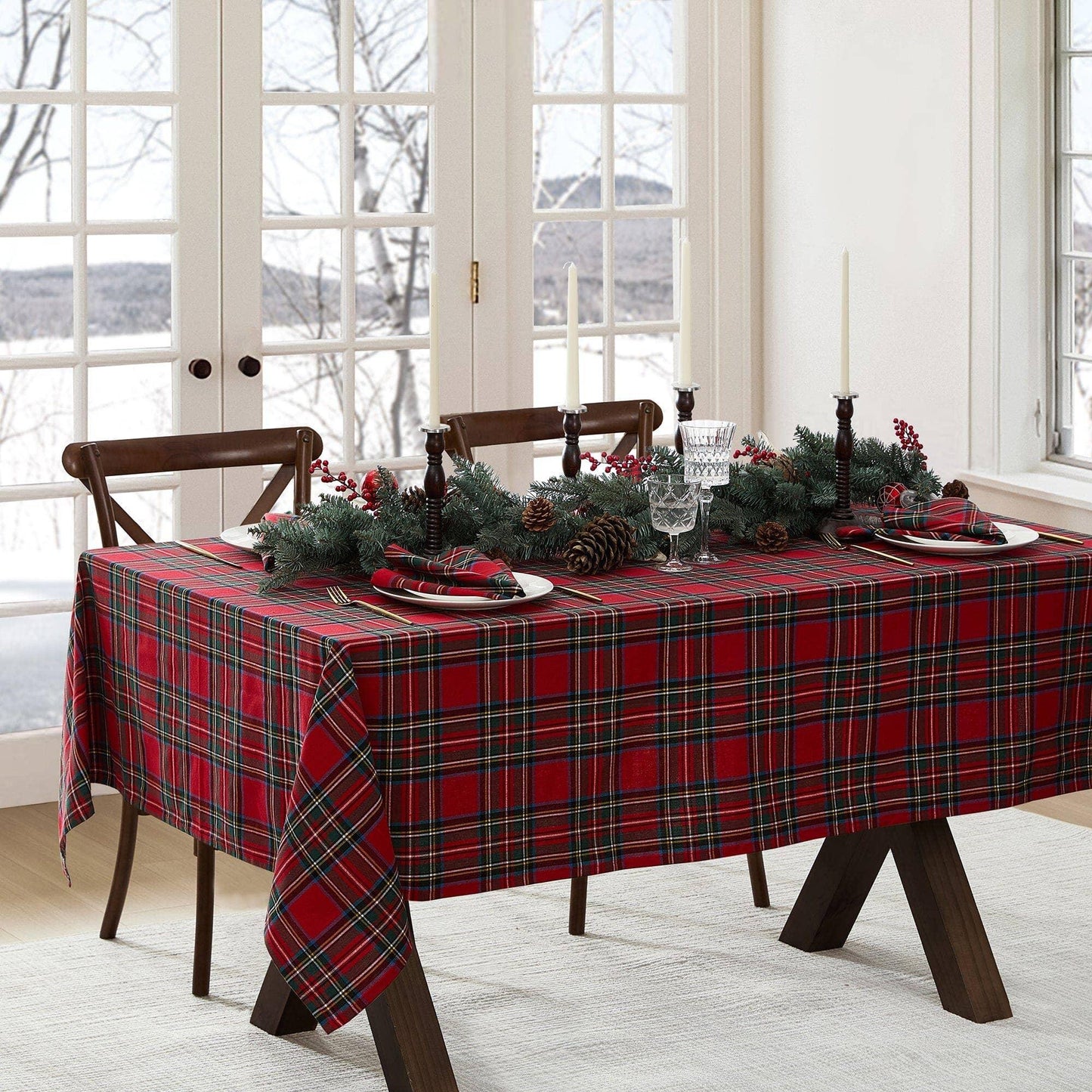 Stowe Tartan Holiday Plaid Cotton Christmas Tablecloth - Marcel’s Culinary Experience