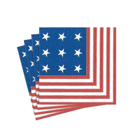 Caspari Star Spangled Paper Cocktail Napkins - 20 Per Package - Marcel’s Culinary Experience