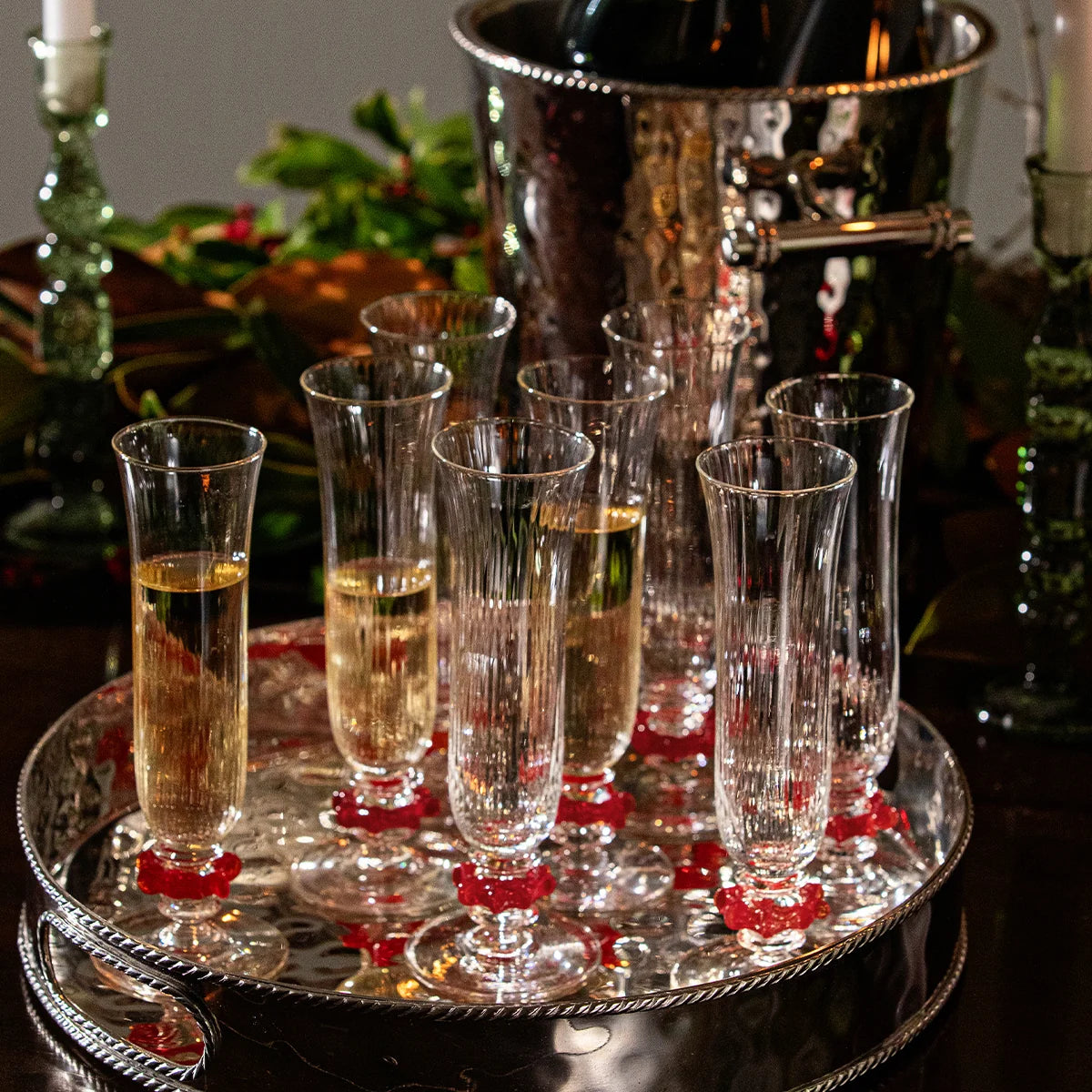 Juliska Nell Ruffle Champagne Flute - Ruby