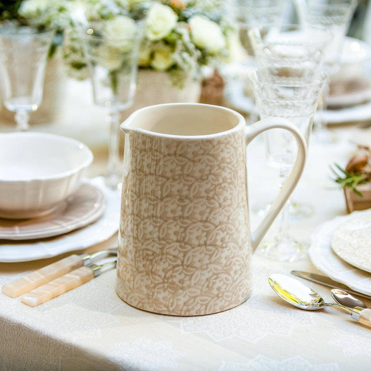 Chloe Floral Accent Pitcher - Crafted in Portugal