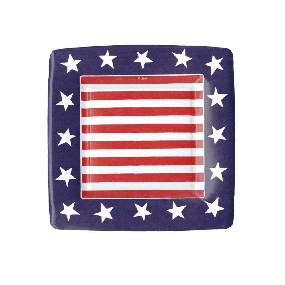 Red White And Blue Sq Salad/Dessert Plates Square