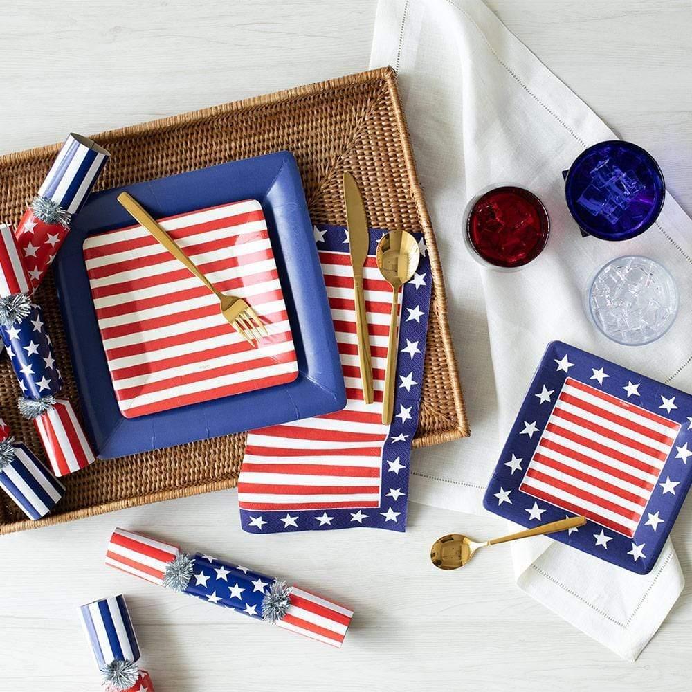 Red White And Blue Sq Salad/Dessert Plates Square
