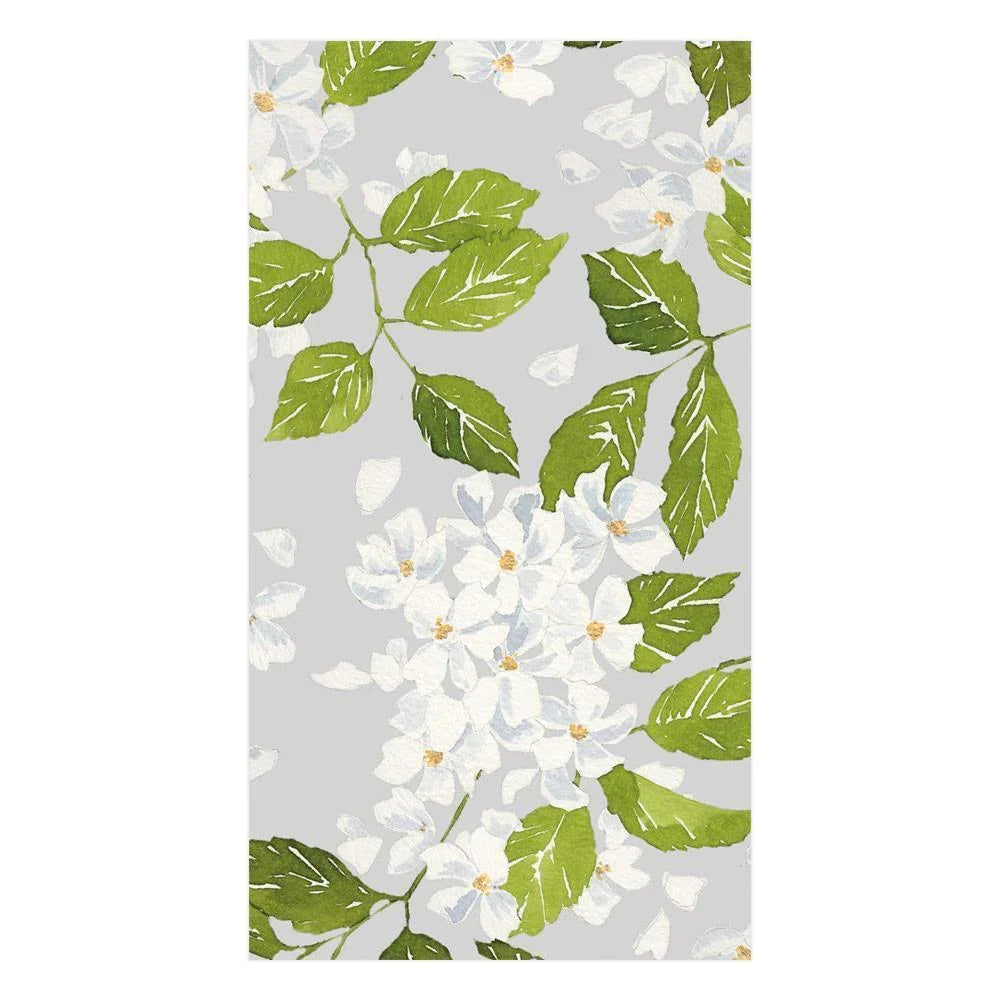 Caspari Blanc de Blancs Grey Guest Towel Napkins - 15 Pack