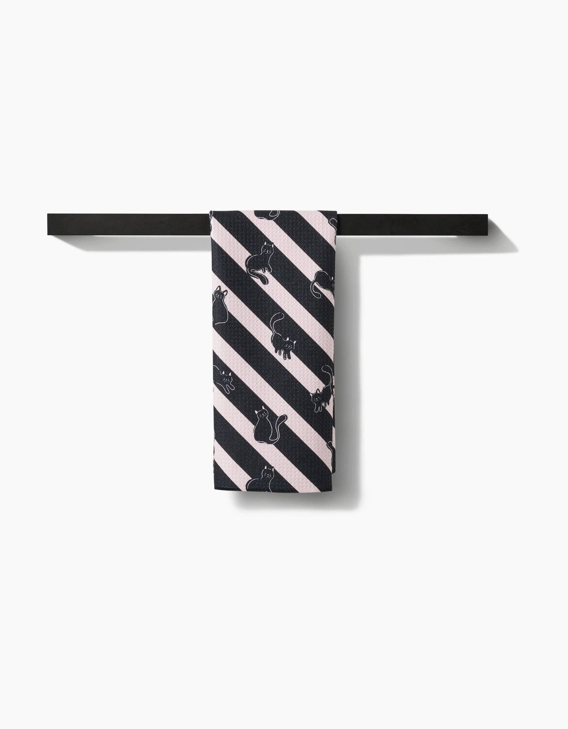 Geometry Striped Black Cats Tea Towel - Marcel’s Culinary Experience