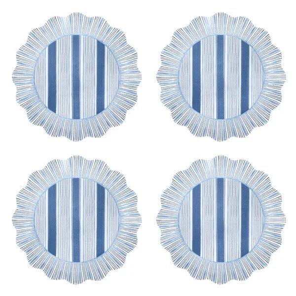 Juliska Cabana Stripe Melamine Dessert/Salad Plate Set/4 - Ocean - Marcel’s Culinary Experience