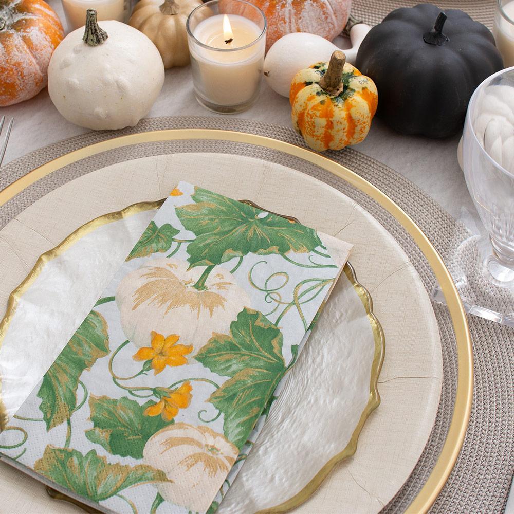 Heirloom Pumpkins Paper Guest Towel Napkins in Grey & White - Marcel’s Culinary Experience