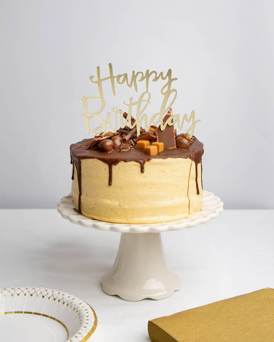Gold Acrylic Happy Birthday Cake Topper - Marcel’s Culinary Experience