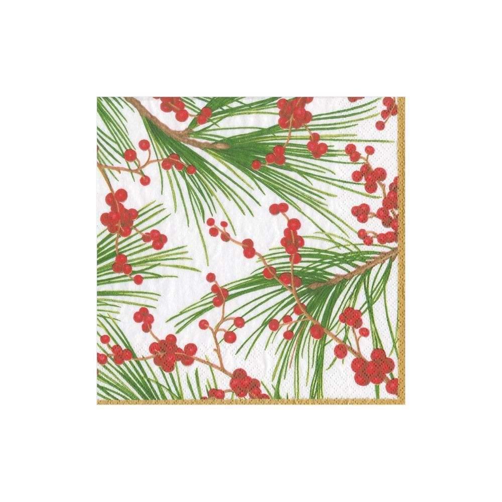 Berries and Pine Paper Cocktail Napkins - 20 Per Package - Marcel’s Culinary Experience