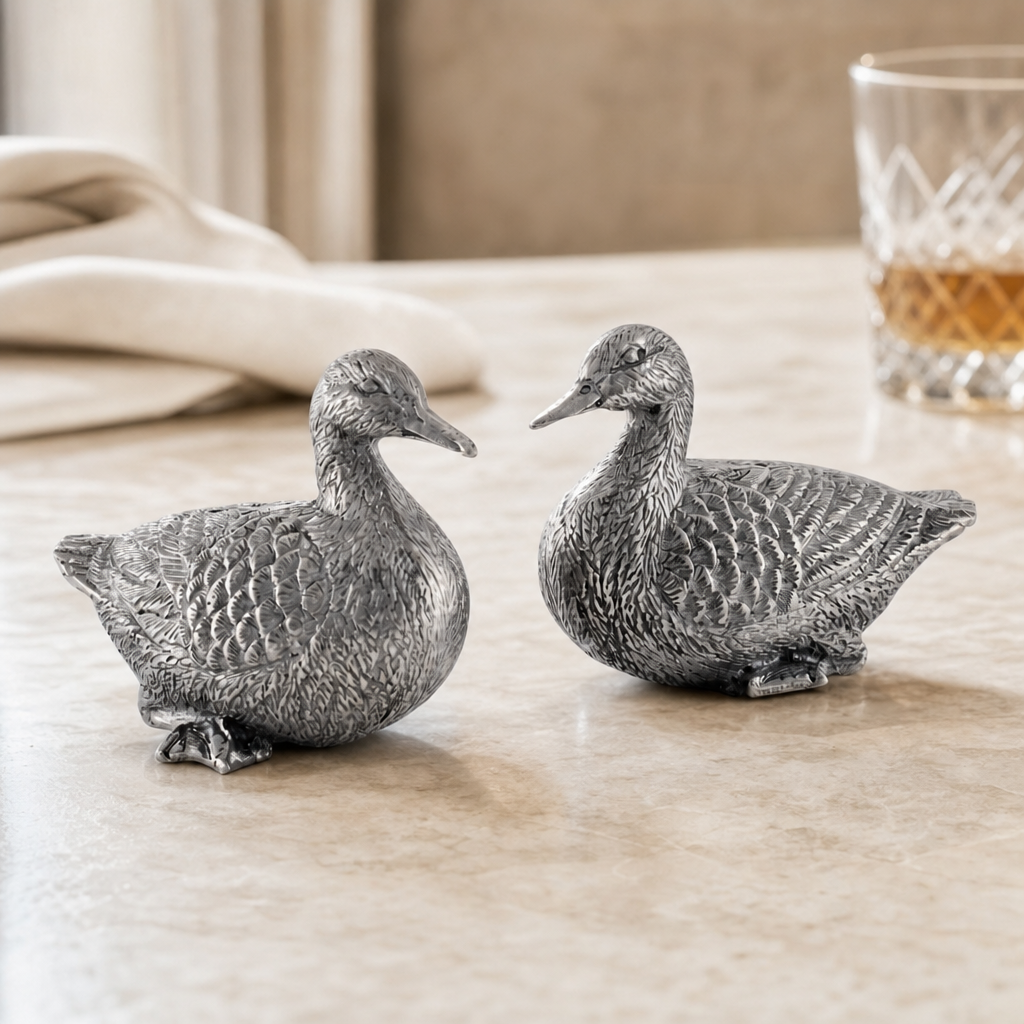Pewter Mallard Duck Salt & Pepper Shakers
