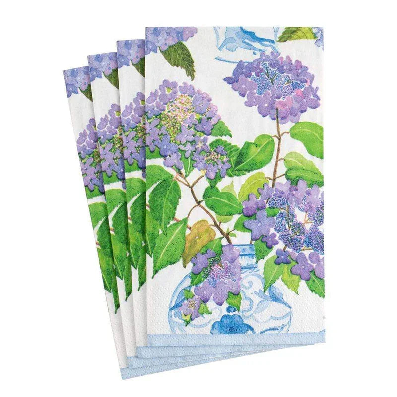 Caspari Hydrangeas and Porcelain Paper Guest Towel Napkins - 15 Per Package - Marcel’s Culinary Experience