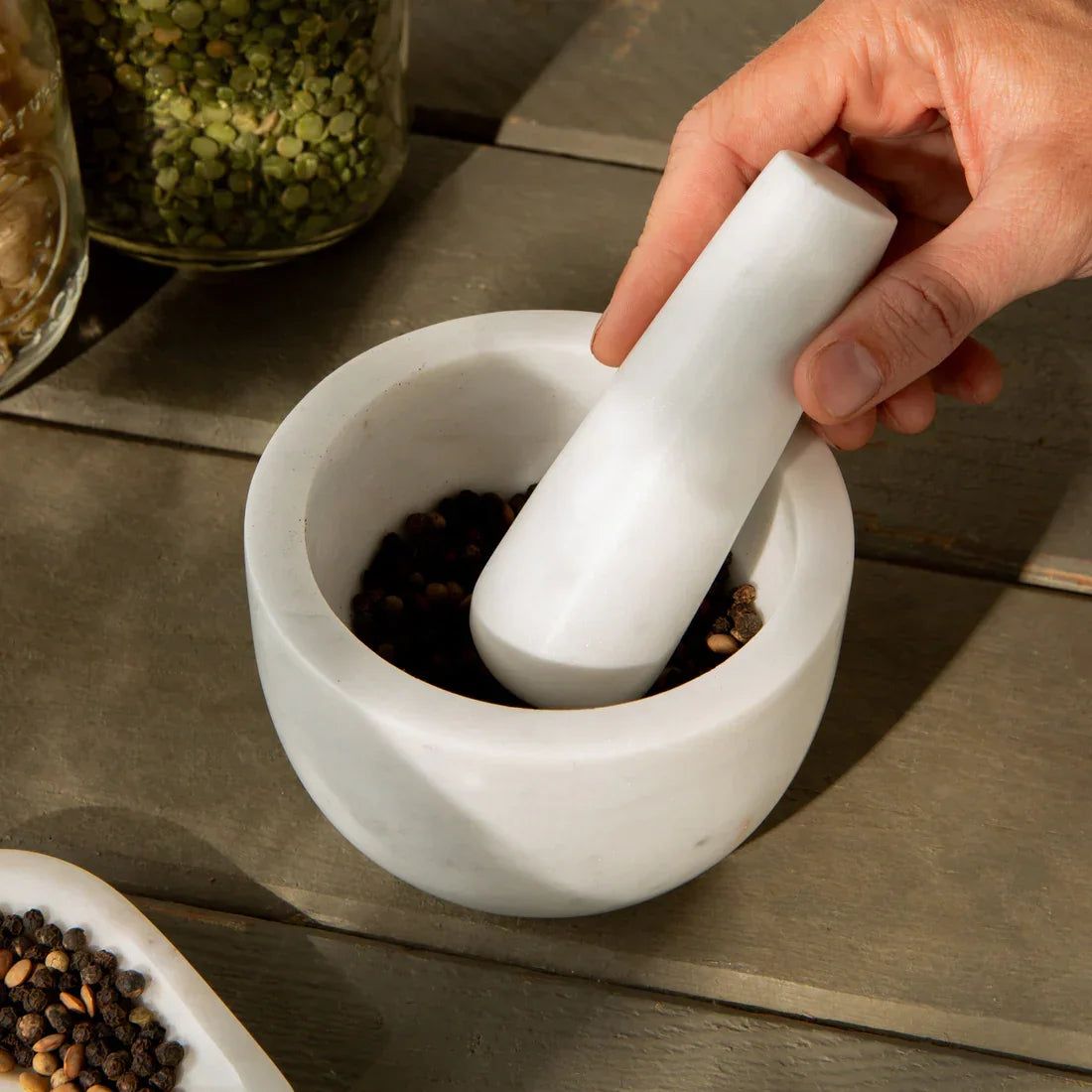 White Marble Mortar and Pestle