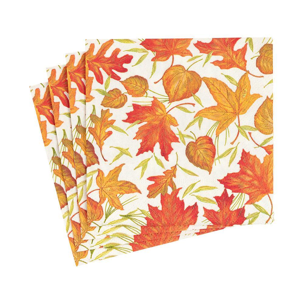 Woodland Leaves Paper Cocktail Napkins in Ivory - 20 Per Package - Marcel’s Culinary Experience