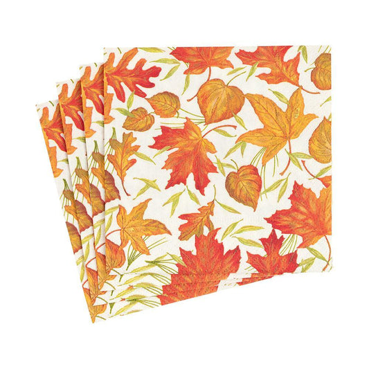 Woodland Leaves Paper Cocktail Napkins in Ivory - 20 Per Package - Marcel’s Culinary Experience