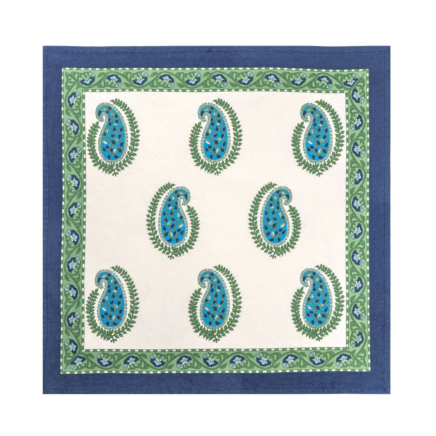 Couleur Nature Cassis Blue & Green Dinner Napkins - Hand-Printed Cloth Napkins Set of 6
