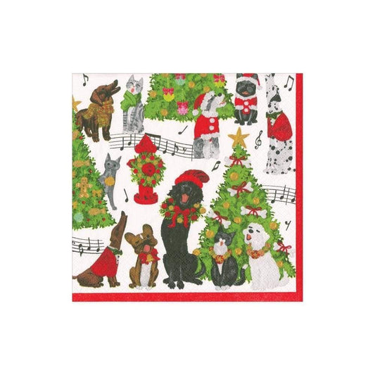 Caroling Pets Paper Cocktail Napkins - 20 Per Package - Marcel’s Culinary Experience