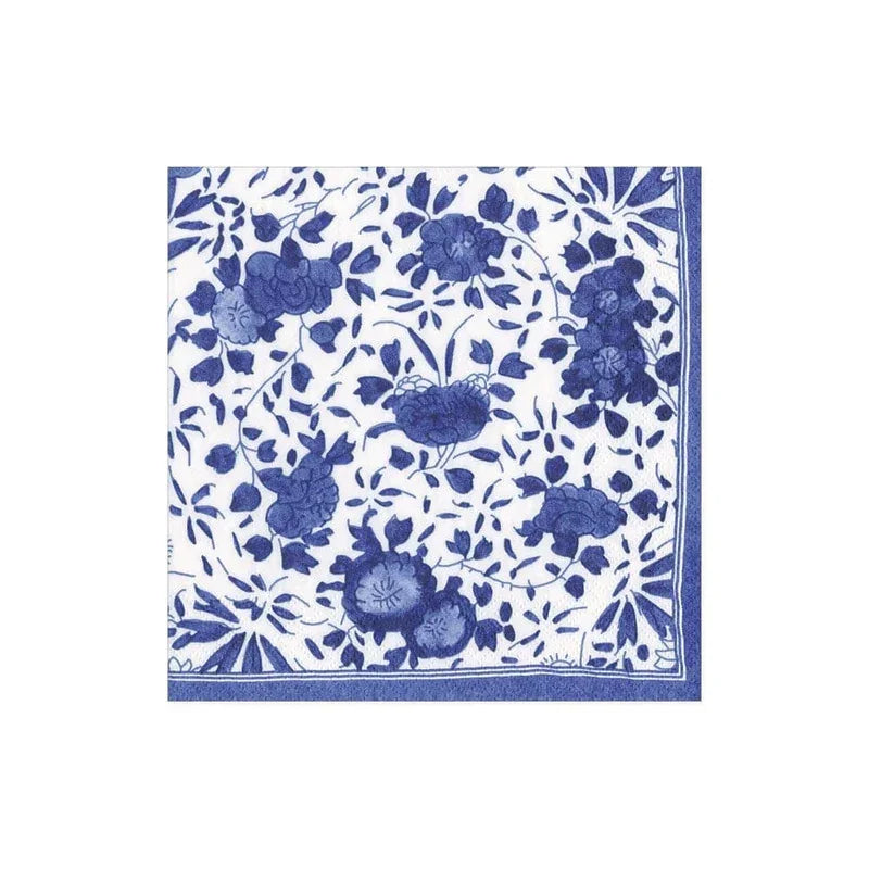 Caspari Delft Paper Cocktail Napkins in Blue - 20 Per Package - Marcel’s Culinary Experience