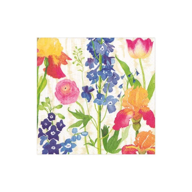Caspari Summer Garden Paper Cocktail Napkins in White - 20 Per Package - Marcel’s Culinary Experience