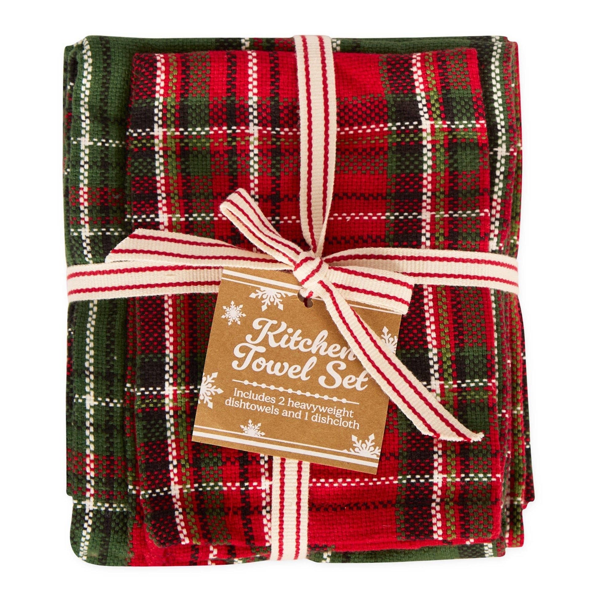 Boughs of Holly Plaid Heavyweight Kitchen Set of 3 - Marcel’s Culinary Experience