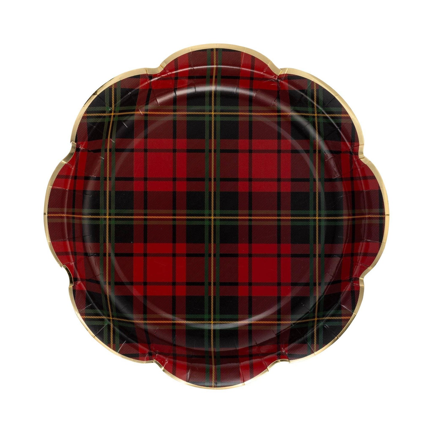 Red Christmas Plaid Round Scalloped Plate - Marcel’s Culinary Experience