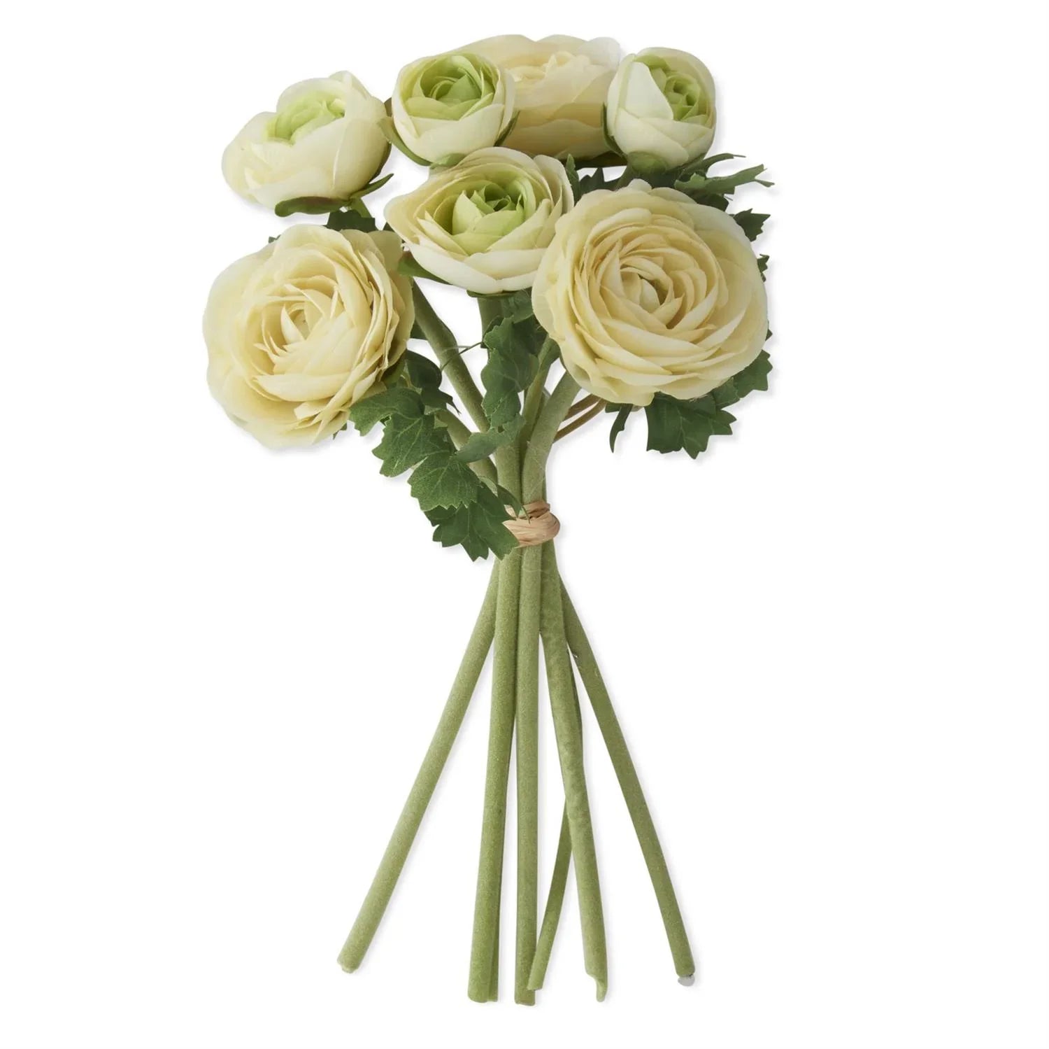 10" White Ranunculus Bundle w/Flocked Stems - Marcel’s Culinary Experience