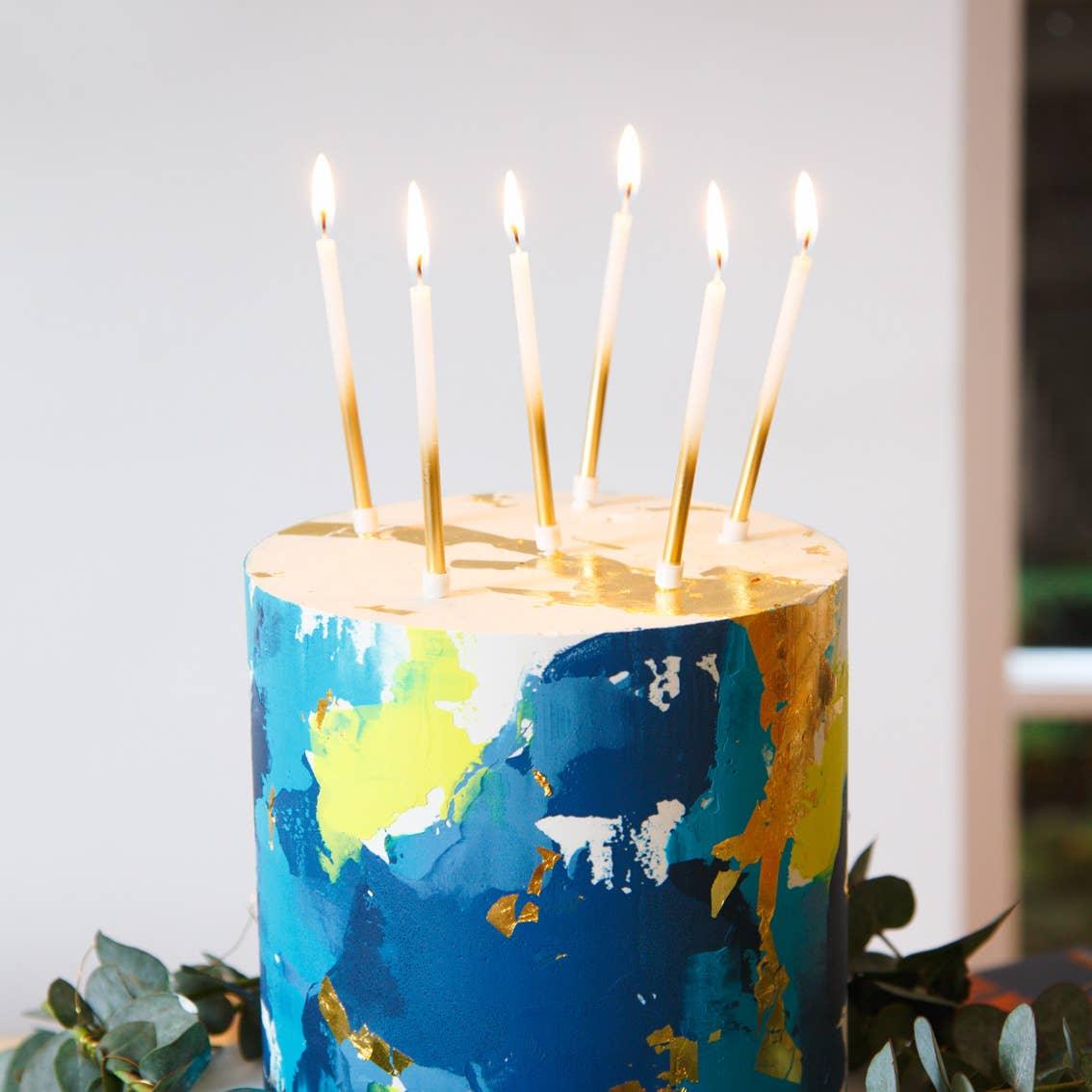 White & Gold Birthday Candles | 16 Pack | Cake Candle | - Marcel’s Culinary Experience