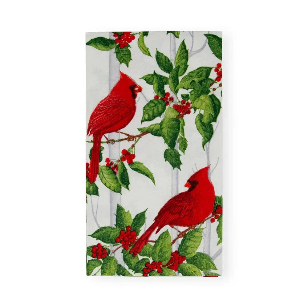 Holly And Songbirds White & Silver Guest Towel Napkins - 15 Per Package - Marcel’s Culinary Experience