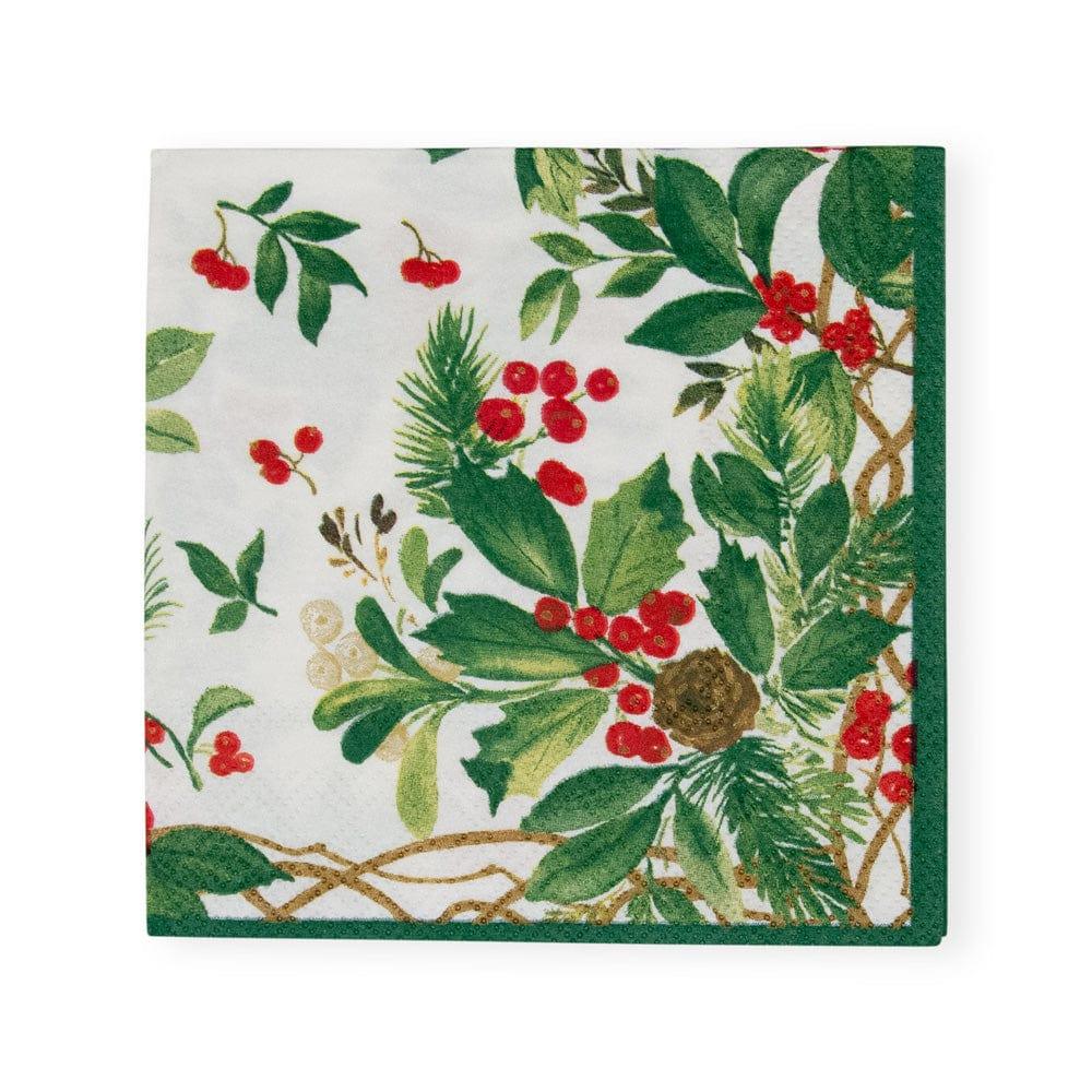 Holly Chintz White Cocktail Napkins - 20 Per Package - Marcel’s Culinary Experience
