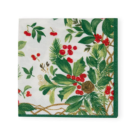 Holly Chintz White Cocktail Napkins - 20 Per Package - Marcel’s Culinary Experience