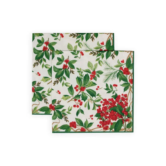 Holly Chintz White Luncheon Napkins - 20 Per Package - Marcel’s Culinary Experience