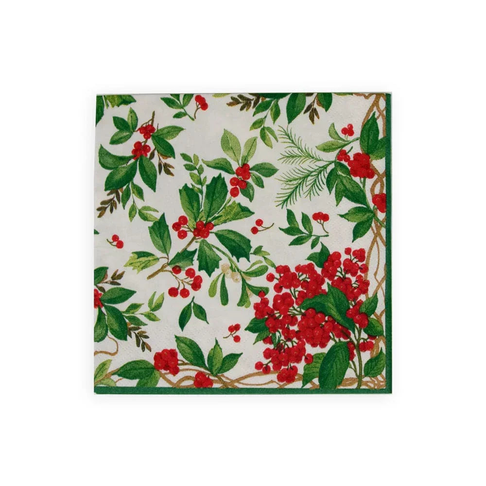 Holly Chintz White Luncheon Napkins - 20 Per Package - Marcel’s Culinary Experience