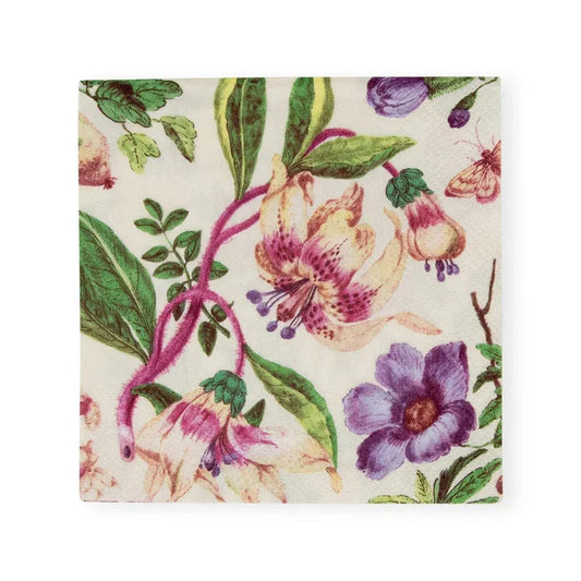 Caspari Porcelain Blooms Ivory Cocktail Napkins - 20 Per Package - Marcel’s Culinary Experience