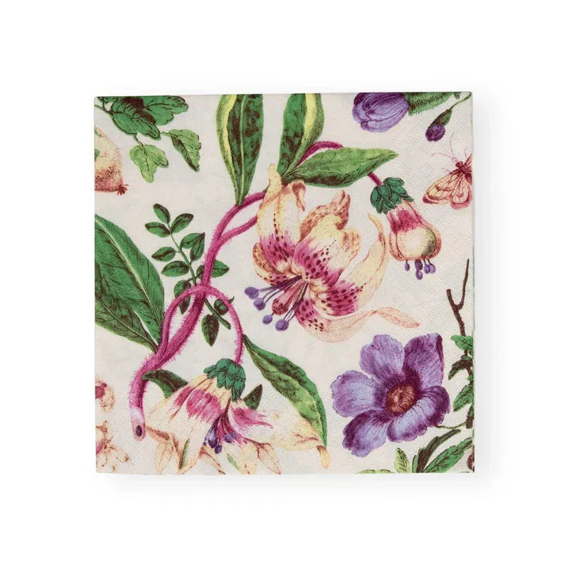 Caspari Porcelain Blooms Ivory Luncheon Napkins - Marcel’s Culinary Experience