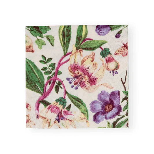 Caspari Porcelain Blooms Ivory Luncheon Napkins - Marcel’s Culinary Experience