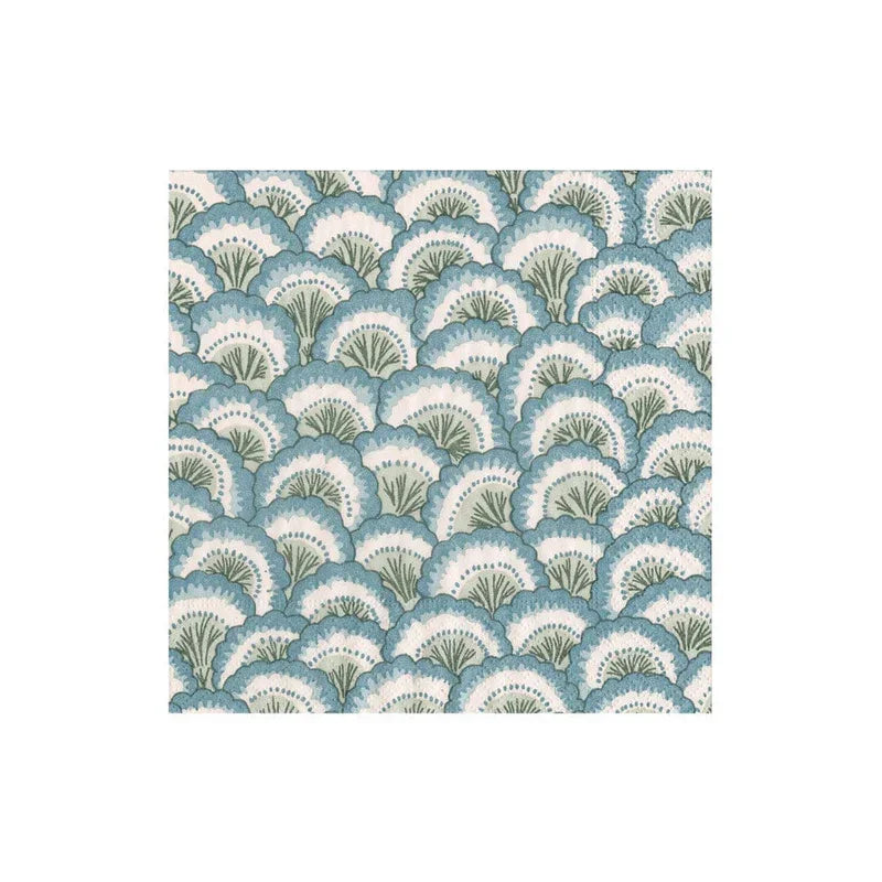 Caspari Pontchartrain Scallop Blue Boxed Cocktail Napkins - 40 Per Box - Marcel’s Culinary Experience