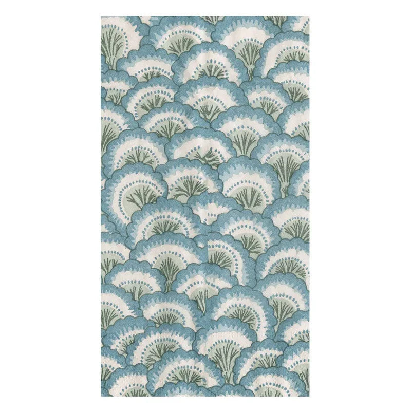 Caspari Pontchartrain Scallop Blue Guest Towel Napkins - 15 Per Package - Marcel’s Culinary Experience