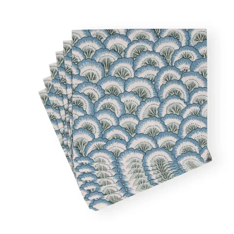 Caspari Pontchartrain Scallop Blue Luncheon Napkins - Marcel’s Culinary Experience