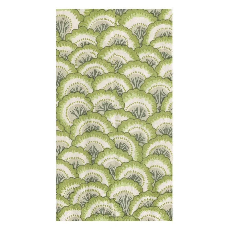 Caspari Pontchartrain Scallop Green Guest Towel Napkins - 15 Per Package - Marcel’s Culinary Experience