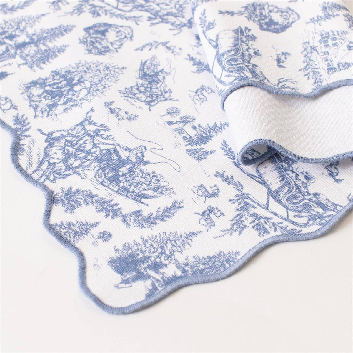 Frosted Blue Pine Toile Table Runner | 72 Inch