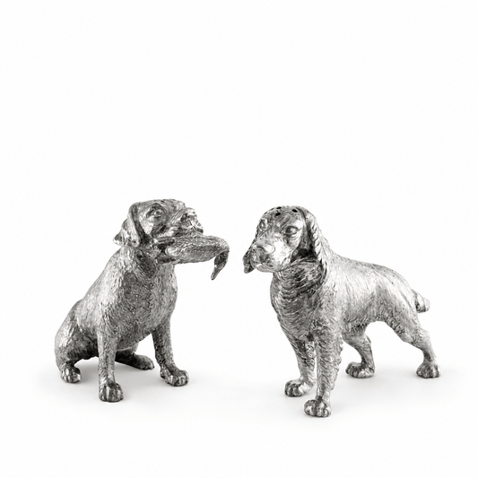 Pewter Hunting Dog Salt & Pepper Shakers