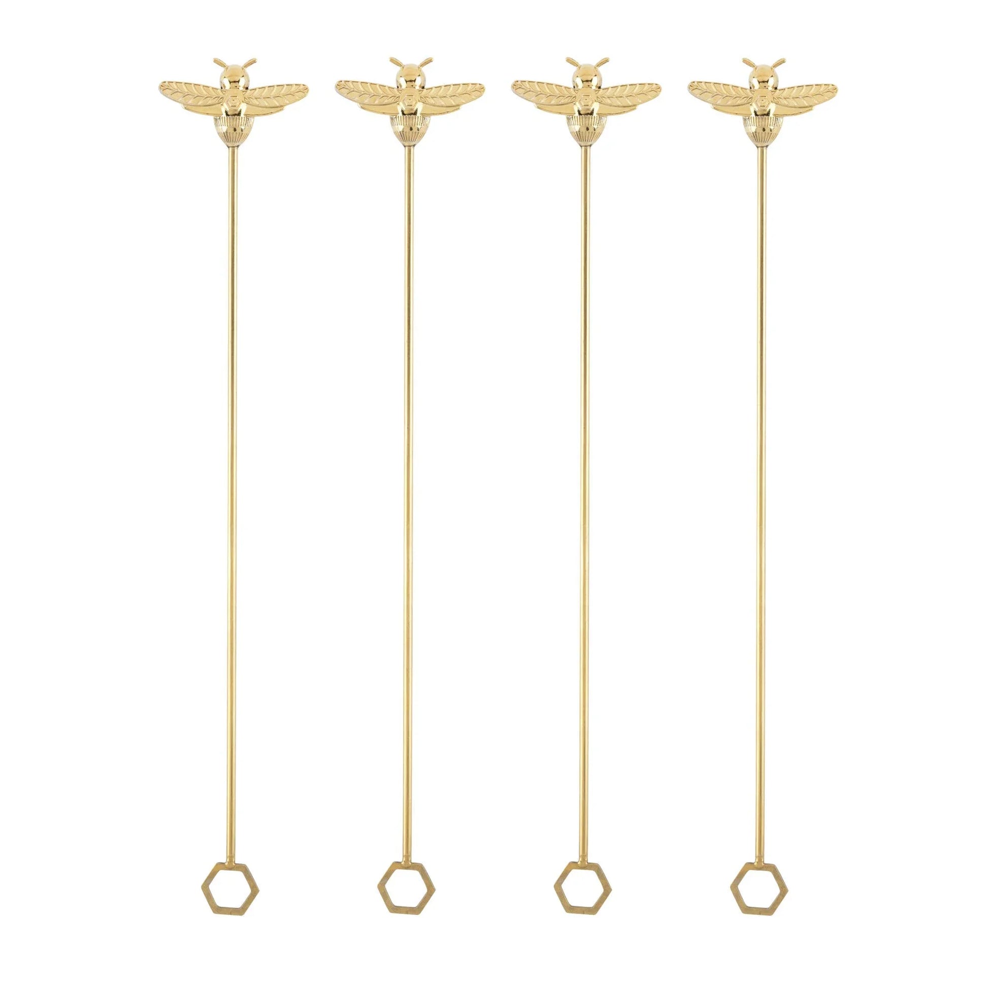 Gold Plated Stainless Steel Bumble Bee Stir Sticks Set of 4 - Marcel’s Culinary Experience