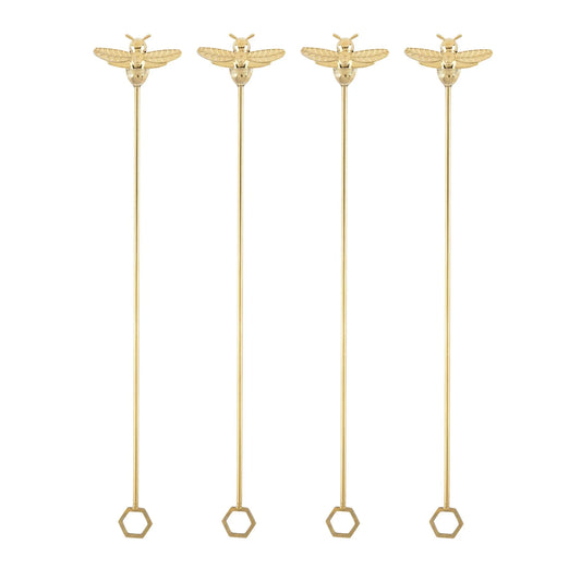 Gold Plated Stainless Steel Bumble Bee Stir Sticks Set of 4 - Marcel’s Culinary Experience
