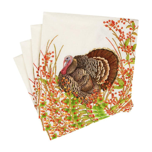 Turkey And Berries Cocktail Napkins - 20 Per Package - Marcel’s Culinary Experience