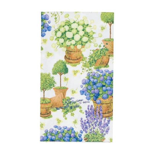 Caspari Potted Hydrangeas Guest Towel Napkins - 15 Per Package - Marcel’s Culinary Experience
