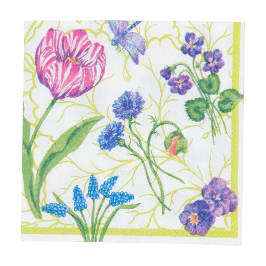 Caspari Floral Majolica Cocktail Napkins - 20 Per Package - Marcel’s Culinary Experience