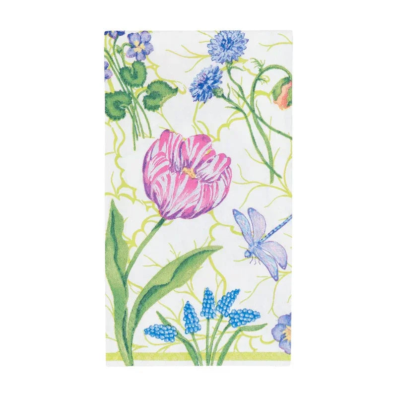 Caspari Floral Majolica Guest Towel Napkins - 15 Per Package - Marcel’s Culinary Experience