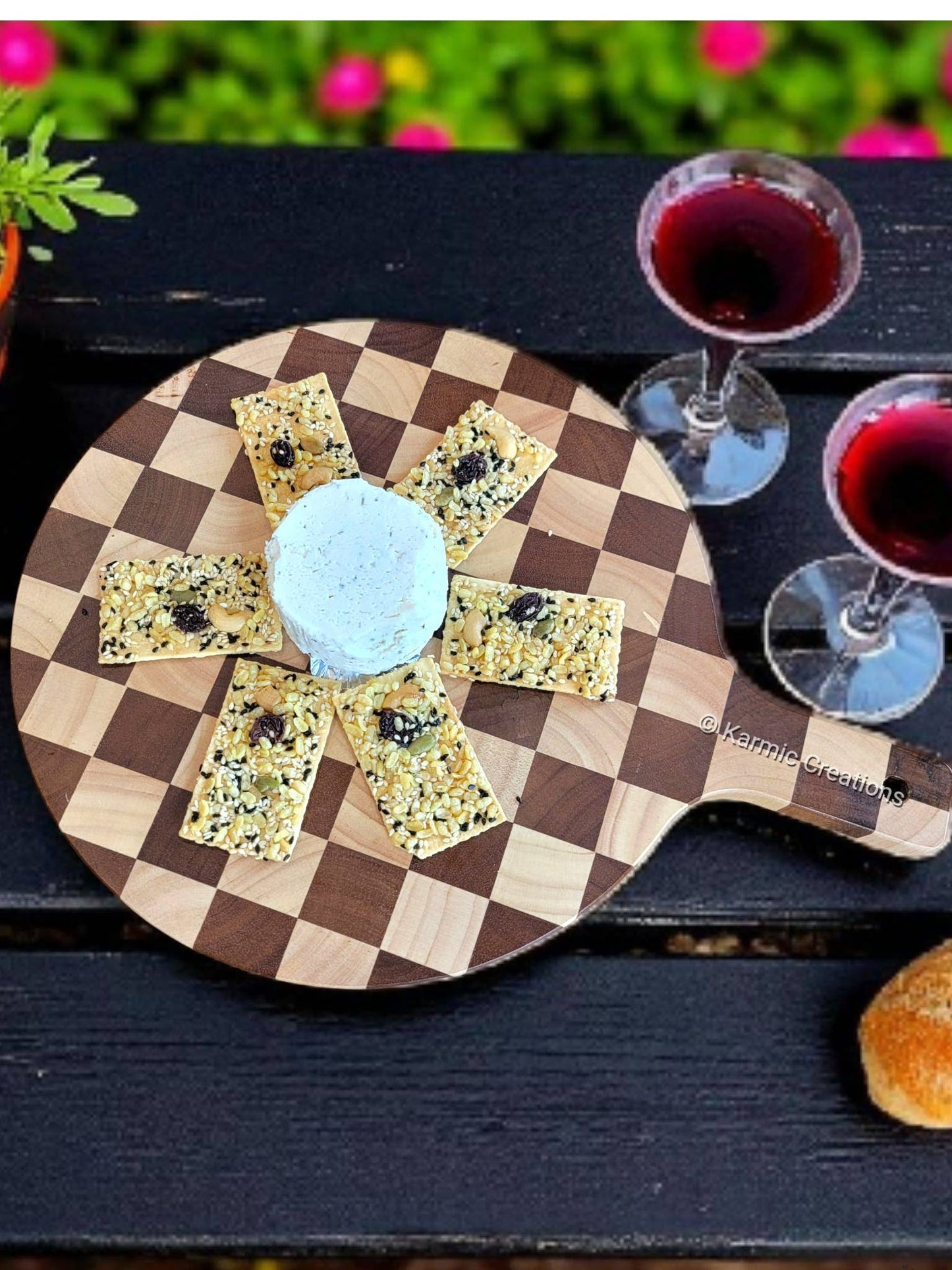 Round Charcuterie Board with Handle