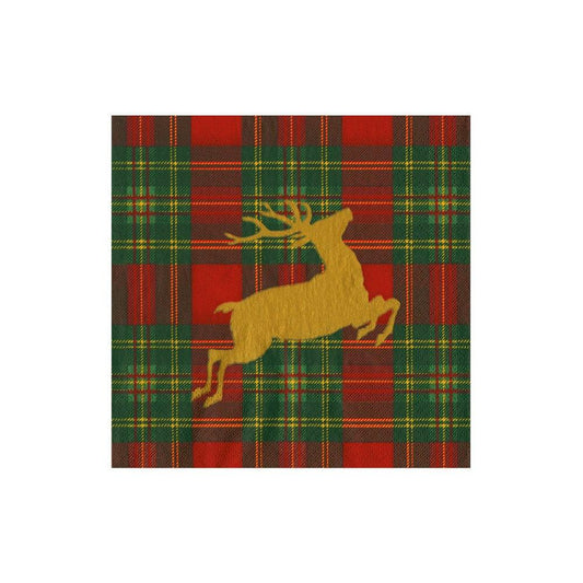 Reindeer Tartan Red Cocktail Napkins - includes 20 Cocktail Napkins - Marcel’s Culinary Experience