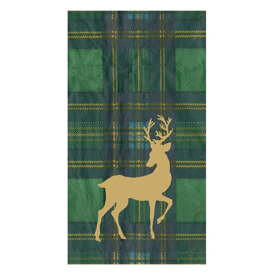 Reindeer Tartan Green Guest Towels - includes 15 Guest Towels - Marcel’s Culinary Experience